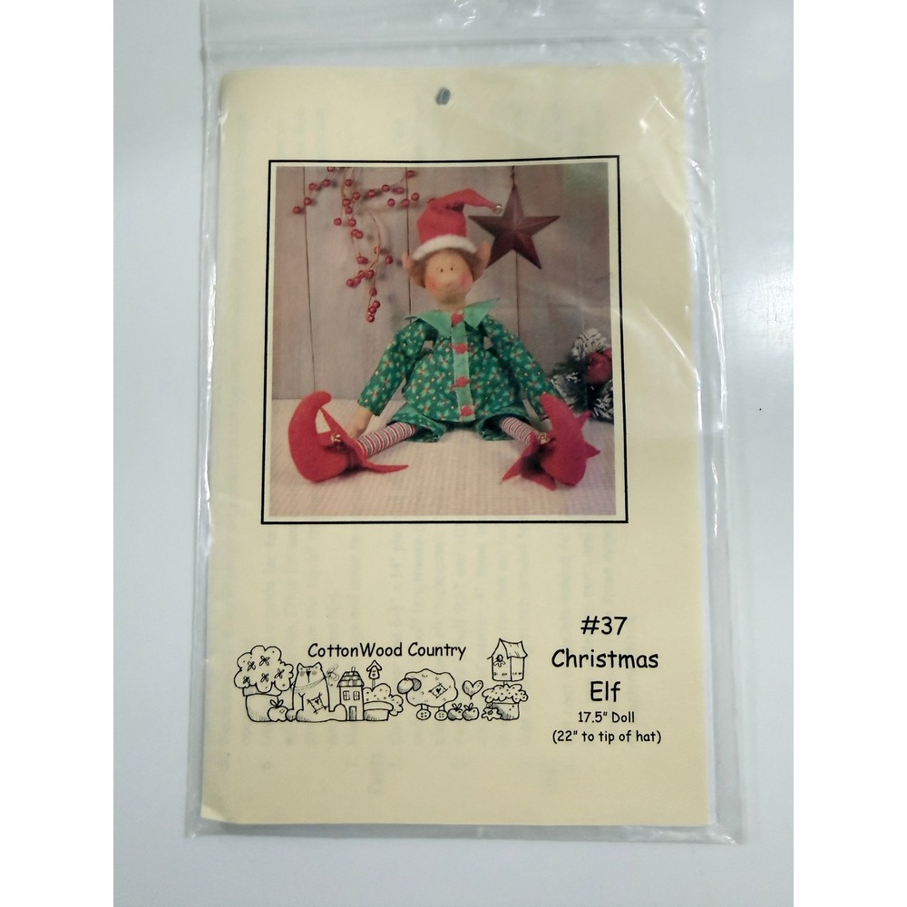 CottonWood Country Sewing Pattern Unisex OS Multicolor Christmas Elf #37 17.5in